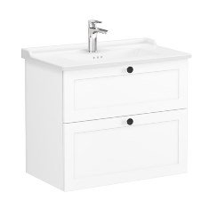 Vitra Root Classic 68869 Lavabo Dolabı, İki Çekmeceli, 80 Cm, Mat Beyaz, Klasik Lavabolu